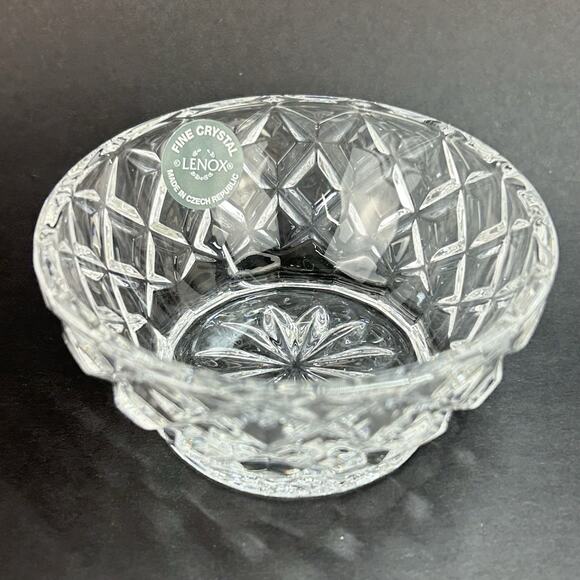 Vtg LENOX Fine Lead Crystal 3.5" Bowl Cut Diamond Pattern Small Candy Dish - Picture 1 of 16